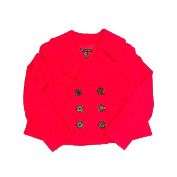 INC International Concepts Double Knit Cotton Cropped Red Pea Coat - Picture 3 of 6